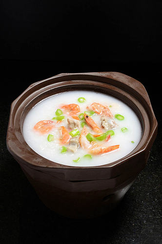 生虾排骨粥美食摄影图片