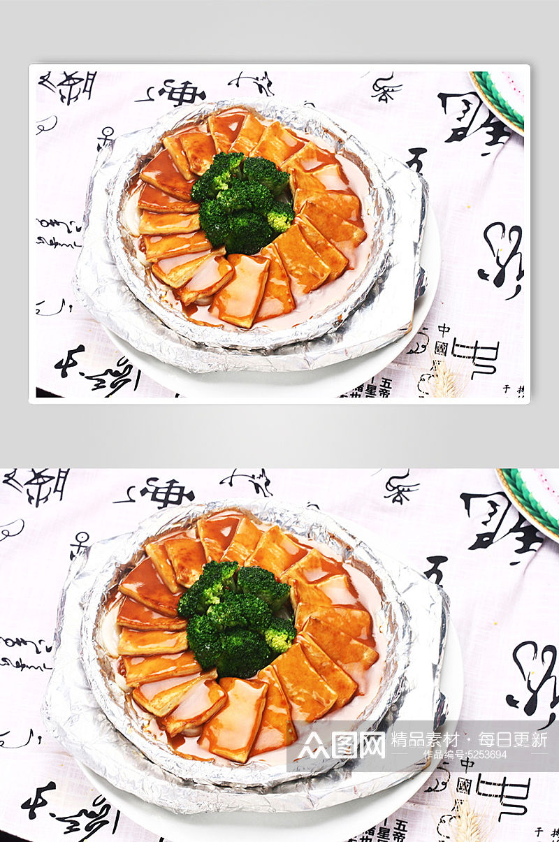 鲍汁煎豆腐美食摄影图片素材