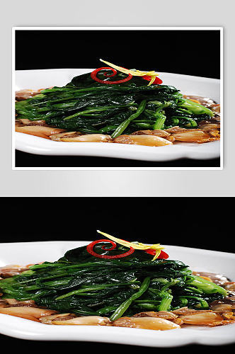 菠菜毛蛤美食摄影图片