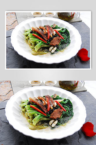 豆豉鲮鱼油麦菜美食摄影图片