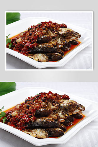 豆豉辣椒蒸火焙鱼美食摄影图片