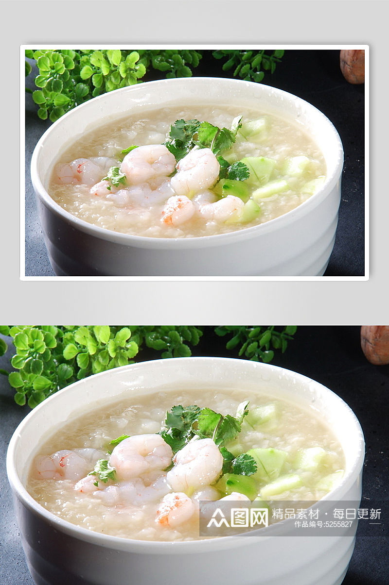 翡翠虾仁粥美食摄影图片素材