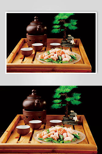 翡翠虾仁美食摄影图片