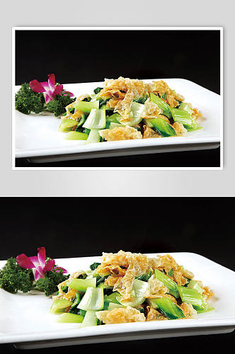 腐皮青菜美食摄影图片