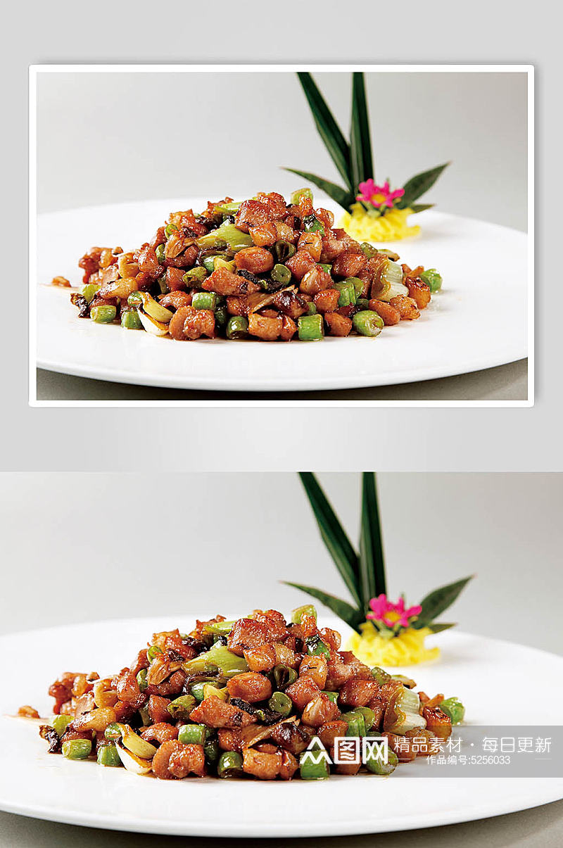 橄榄肉炒四季豆美食摄影图片素材