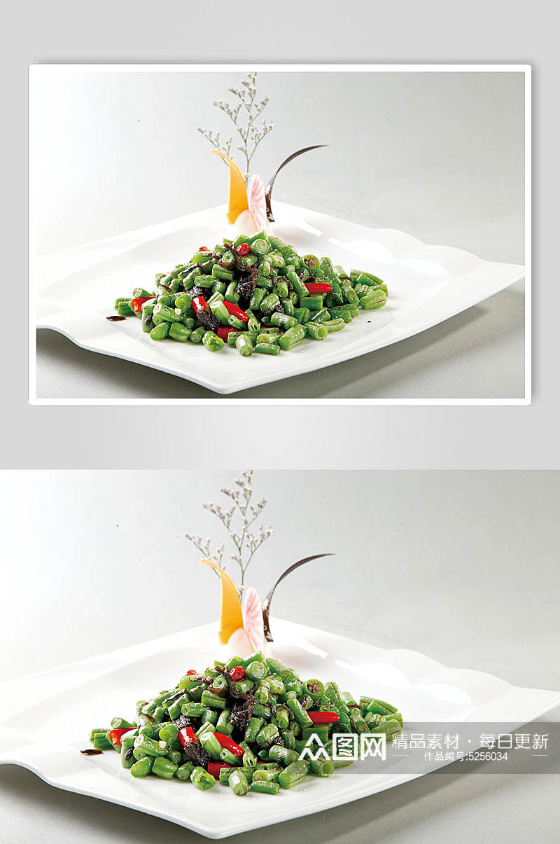 橄榄四季豆美食摄影图片素材