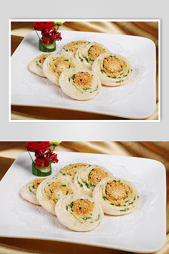 广式葱油饼美食摄影图片