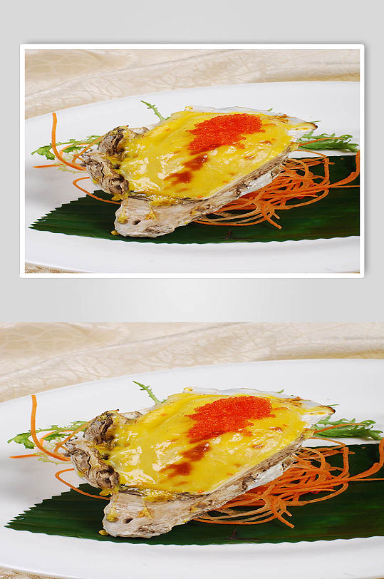 海胆酱烧生蚝美食摄影图片