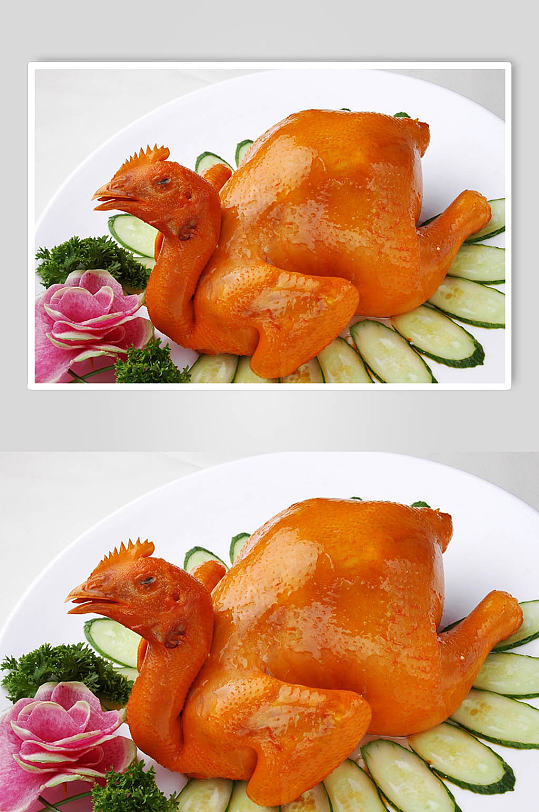 红葱头金沙鸡美食摄影图片