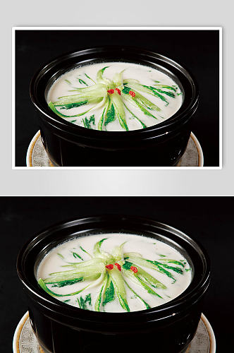 花生浆煮小白菜美食摄影图片