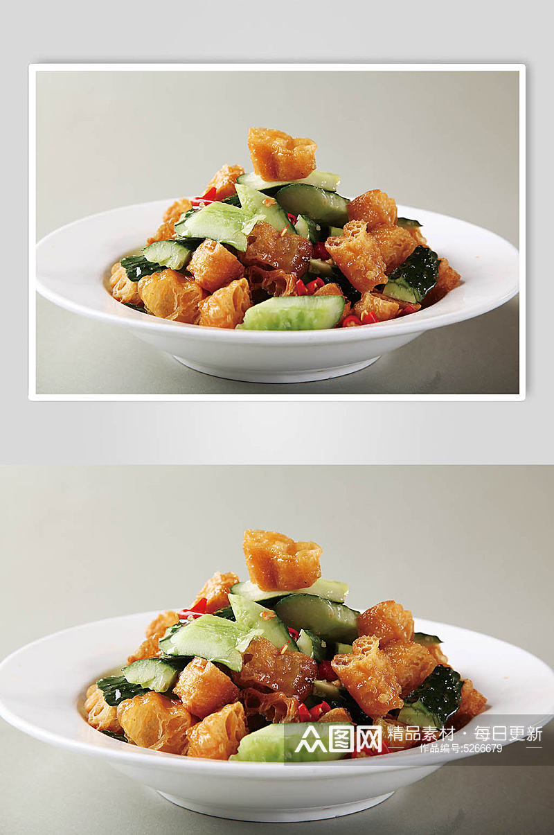 黄瓜拌油条美食摄影图片素材