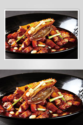 老碗海参炖红烧肉美食摄影图片