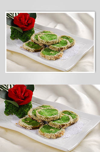 绿茶佛饼美食摄影图片