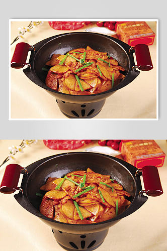 土豆炒肉美食摄影图片
