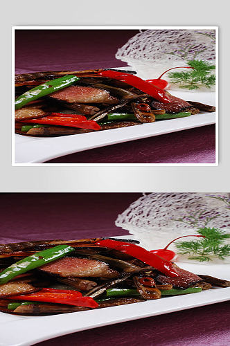 牛尾笋炒腊肉美食摄影图片