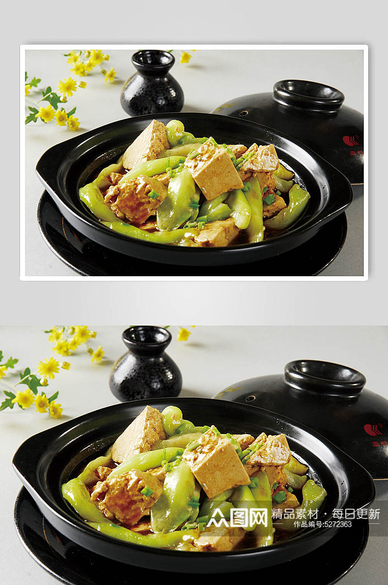 农庄丝瓜煮豆腐美食摄影图片素材