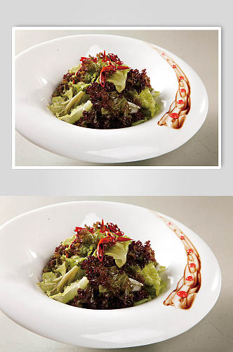 生炝紫生菜美食摄影图片