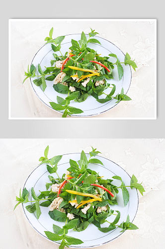 十香菜桃仁美食摄影图片