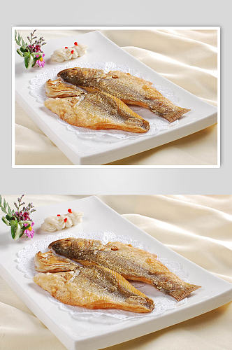 香煎咸鱼美食摄影图片