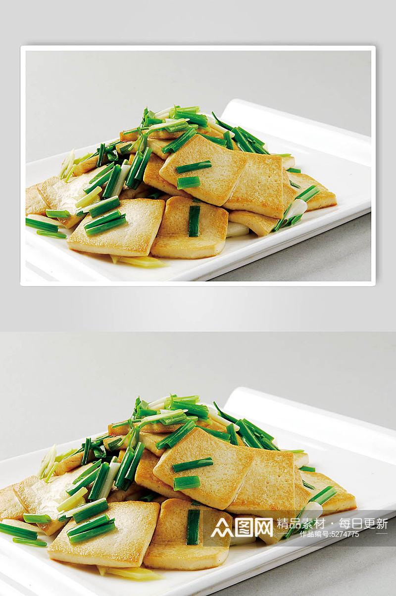 小香葱煎豆腐美食摄影图片素材