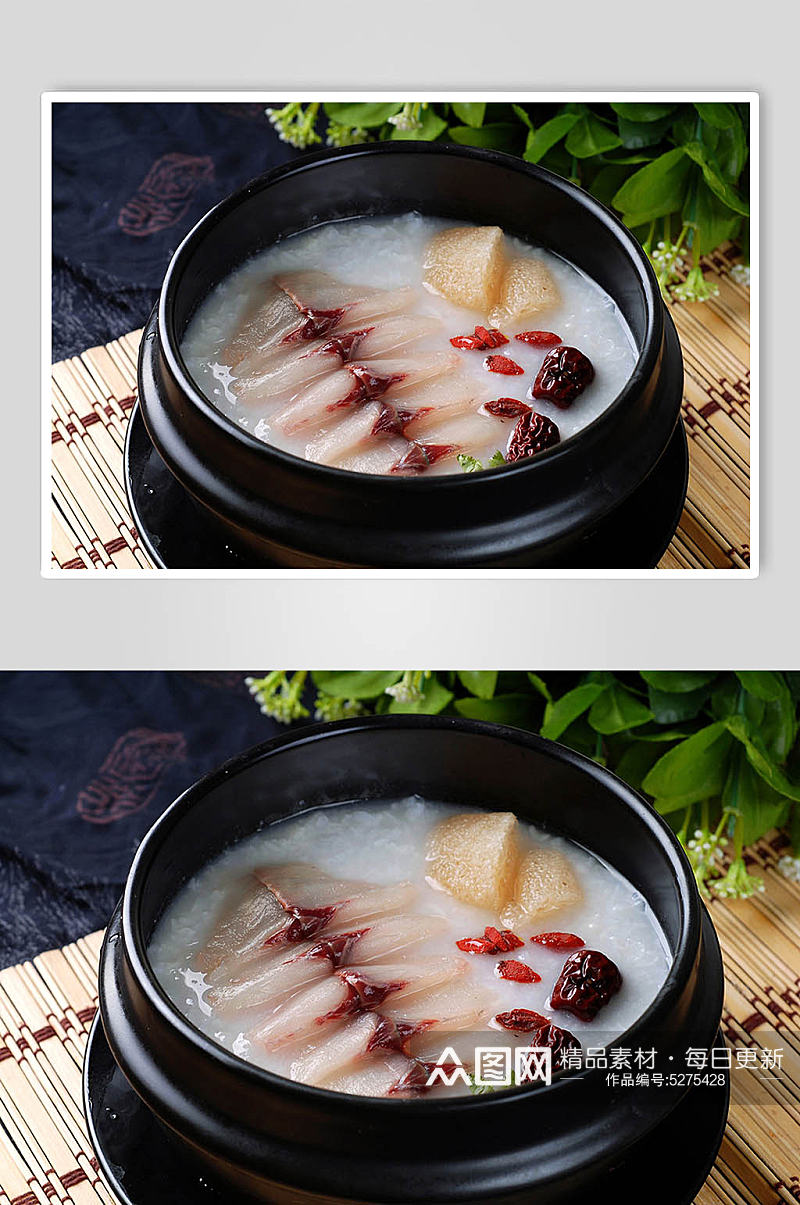 竹荪鱼片粥美食摄影图片素材