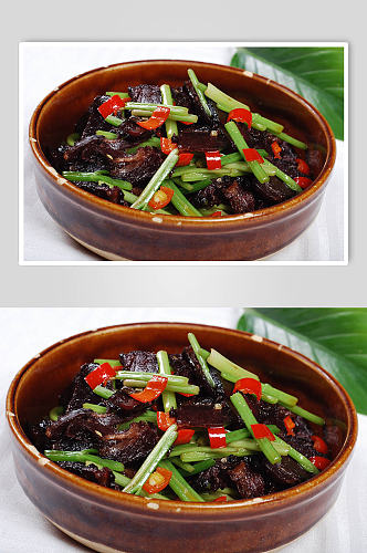 水芹菜炒腊牛肉美食摄影图片