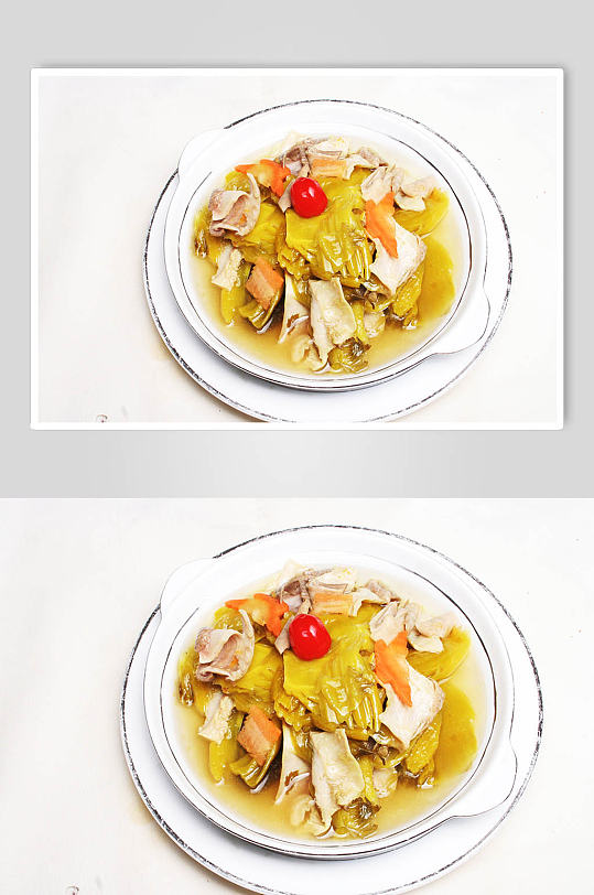 酸菜烩肚片美食摄影图片