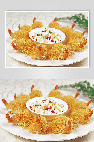 鲜果沙律凤尾虾美食摄影图片