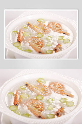 鲜虾粥美食摄影图片