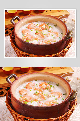 鲜虾粥美食摄影图片