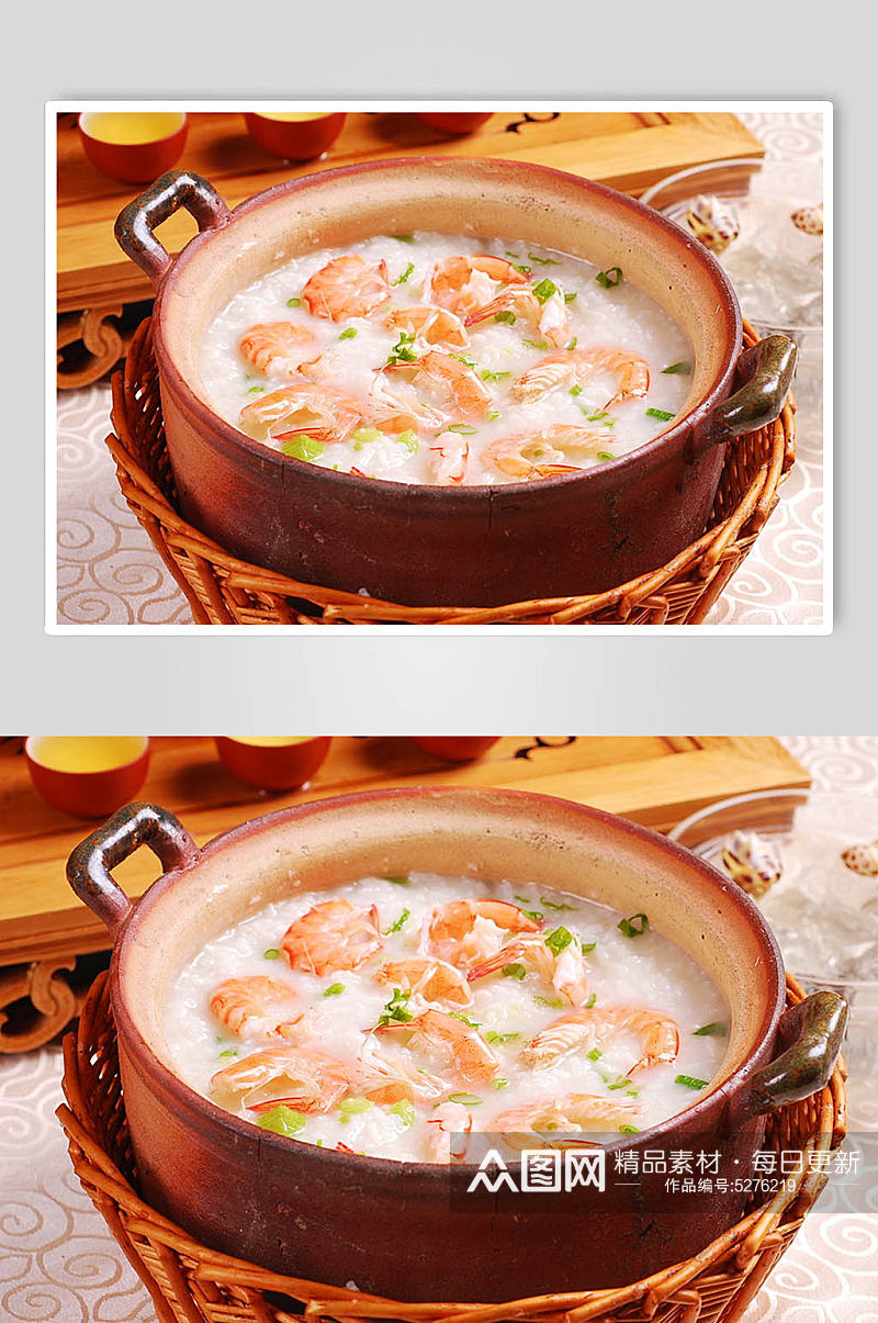 鲜虾粥美食摄影图片素材