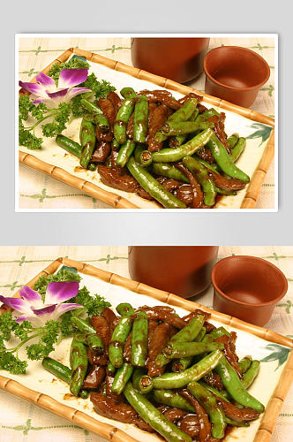 豆角炒肉餐饮小吃美食摄影图片