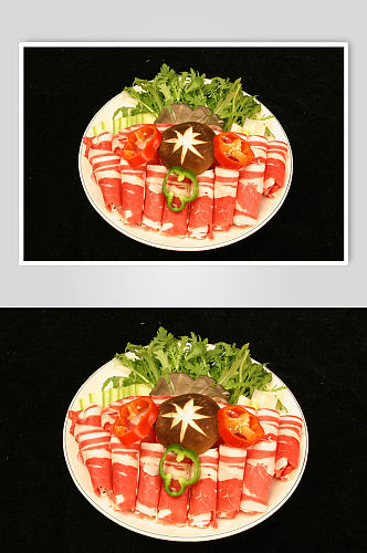 火锅肉片美食摄影图片
