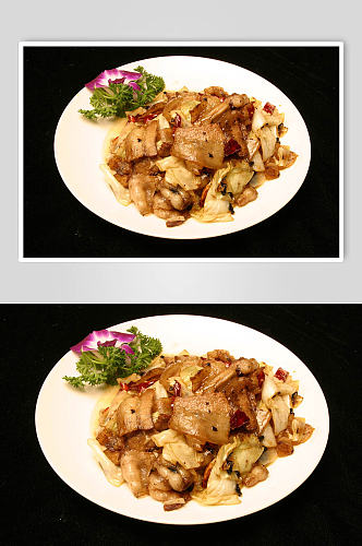 包菜炒肉美食摄影图片