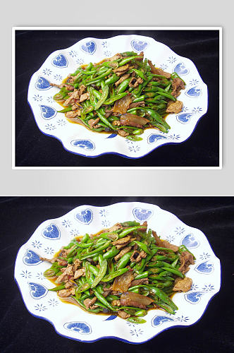 辣椒炒五花肉美食摄影图片