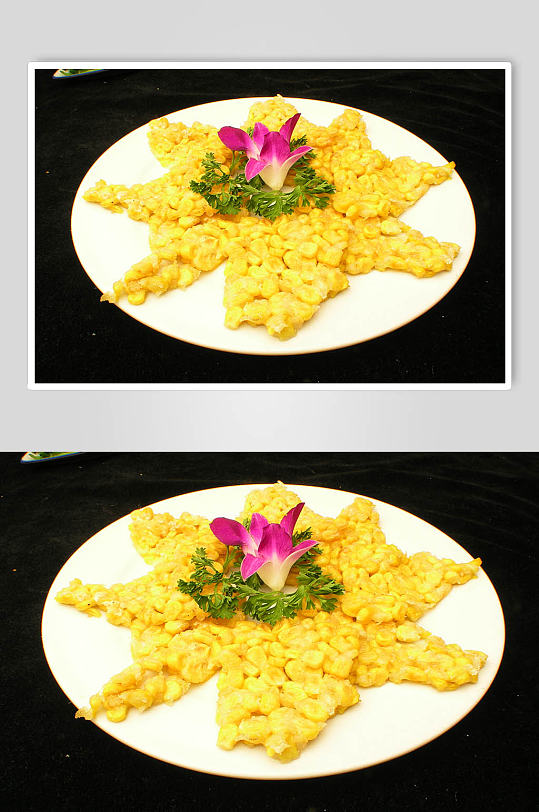 香煎芝士玉米美食摄影图片