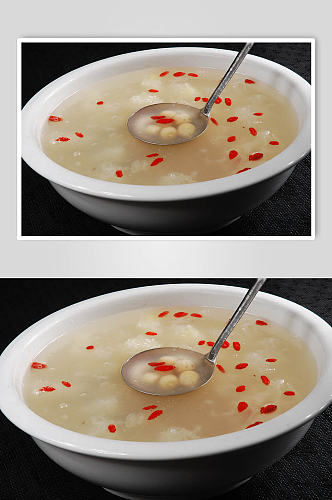 银耳莲子汤菜品摄影图片