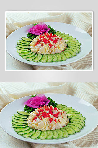 黄瓜炒蛋菜品摄影图片