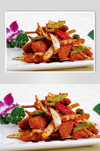青椒炒肉菜品摄影图片