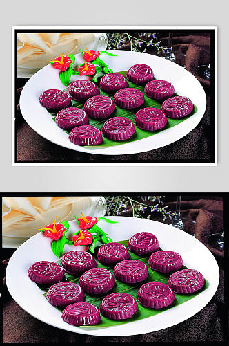 紫薯饼菜品摄影图片
