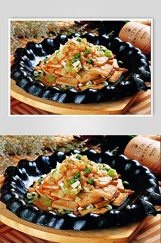 香煎豆腐美食摄影图片