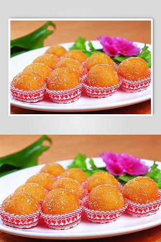 香酥南瓜球美食摄影图片