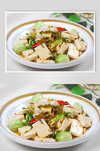 豆腐青菜美食摄影图片