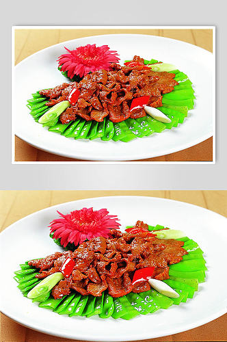 豆角炒肉美食摄影图片