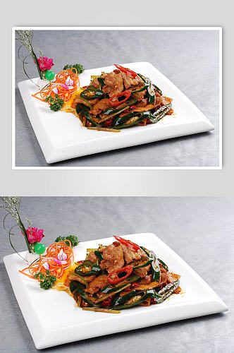 青椒炒肉美食摄影图片