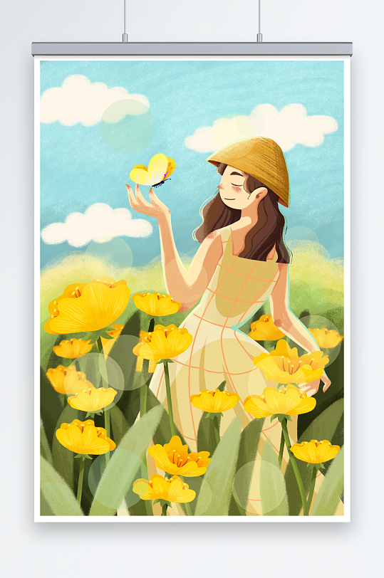 插画风卡通夏天插画