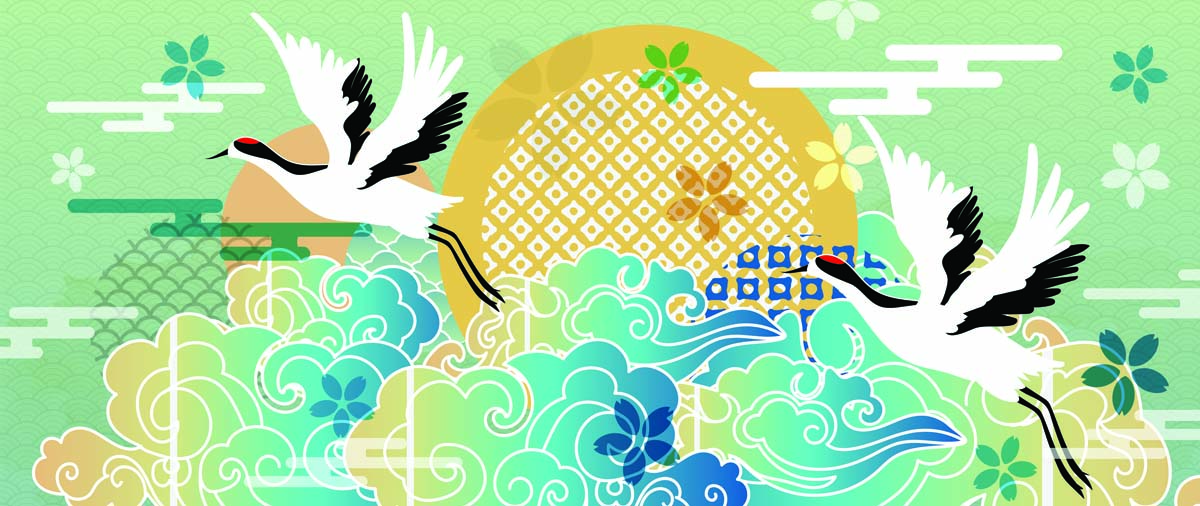 创意中式国潮仙鹤插画素材