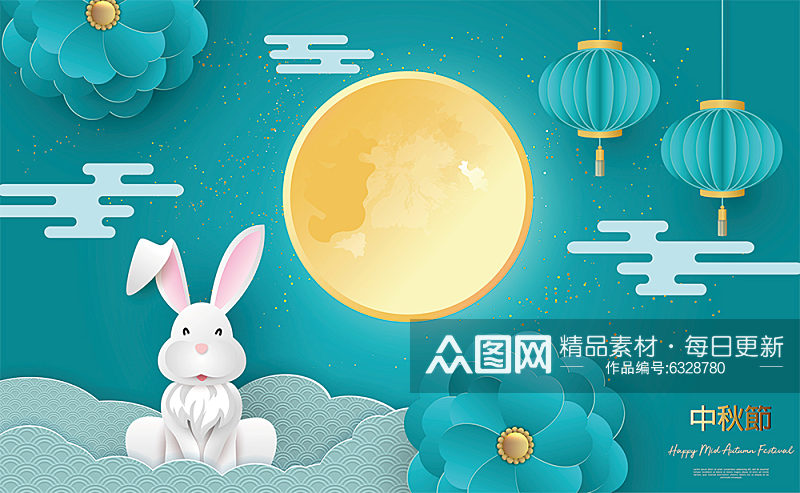 创意中国风中秋节插画素材
