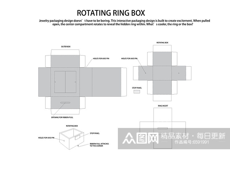 简约白色产品包装盒平面展开图素材