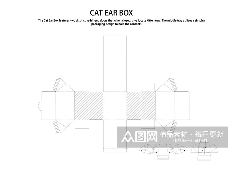 简约白色产品包装盒平面展开图素材